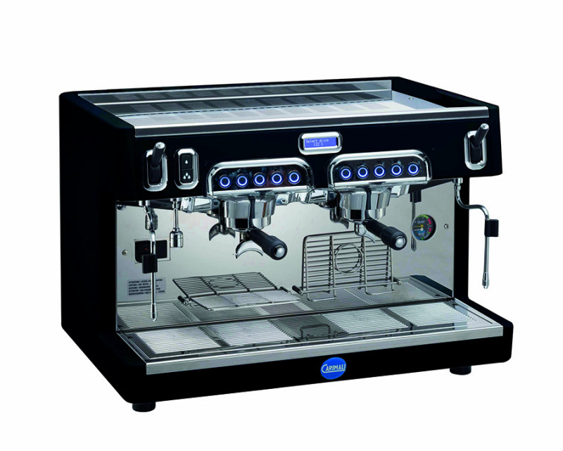 Carimali Cento Espressomaschine schwarz, 2-gruppig, Seitenansicht