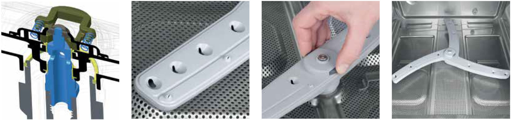 HiTech Wascharm mit UltraRinse3-Nachspüldüsen und EasyHanding Clipsystem