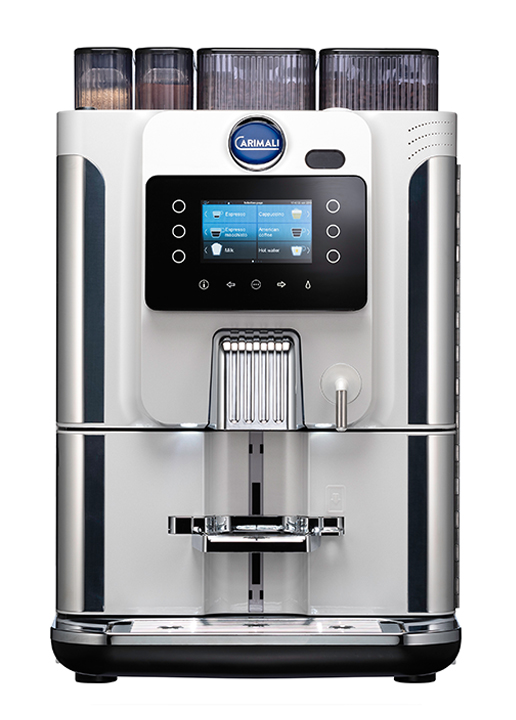 Carimali BlueDot Kaffeevollautomat weiß, Frontansicht
