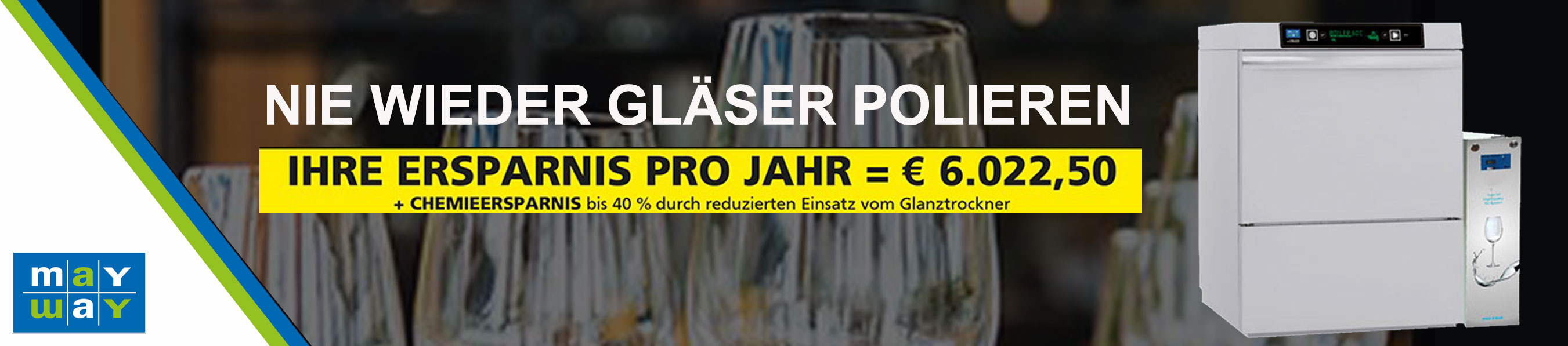 Nie wieder Gläser polieren – Set Gläserspüler TOP TECH 3423 + Umkehrosmoseanlage um € 4.990