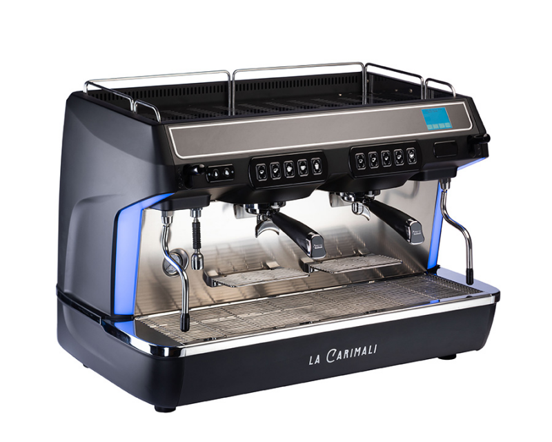 Carimali Diva PRO Espressomaschine schwarz, 2-gruppig, Seitenansicht