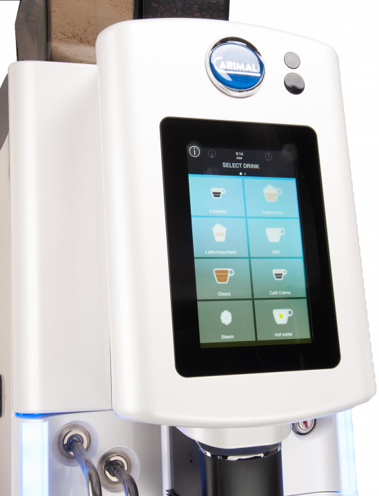 Carimali Optima Soft Plus Touchscreen mit Getränkeauswahl, Detail