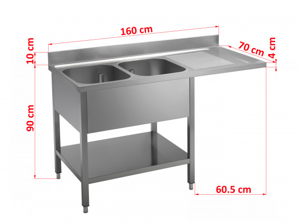 Spültisch, 3SPD716-2D, 2 Becken links