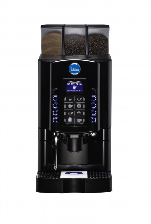 Carimali Armonia Soft Kaffeevollautomat schwarz mit zwei Bohnenbehältern