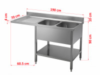 Spültisch, 3SPS719-2S, 2 Becken rechts